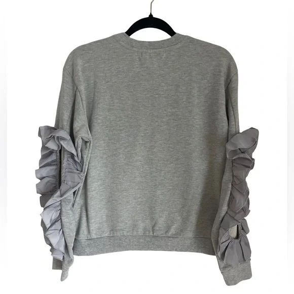 Romeo & Juliet Couture Light Gray Ruffle Sleeve Sweatshirt - Picture 3 of 8